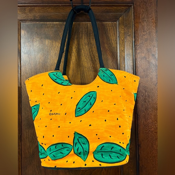 Sally Huss Handbags - Sally Huss large orange tote/beach bag